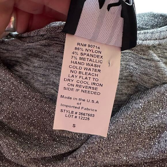 Vintage Womens Top Small Silver Y3K Futuristic Cold Shoulder Dystopian Galactic - Picture 5 of 7